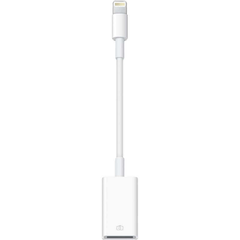White USB to Lightning cable adapter, top view